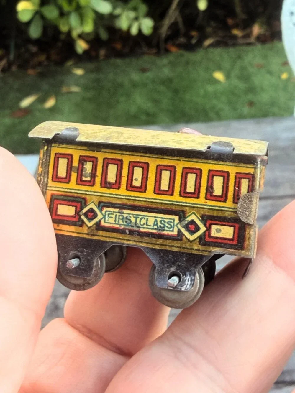 Vintage Lot 1930's Tin Litho Penny Toy Train Cars First Second Class Japan